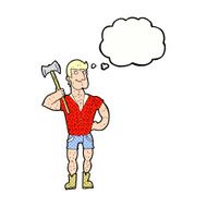 cartoon lumberjack with thought bubble N6