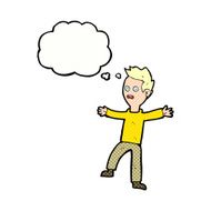 cartoon startled boy with thought bubble N27