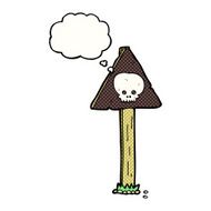 cartoon sign post with thought bubble N6