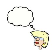 cartoon female face with glasses thought bubble N10