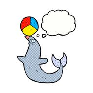 cartoon performing seal with thought bubble N10