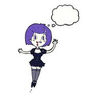cartoon happy vampire girl with thought bubble N35