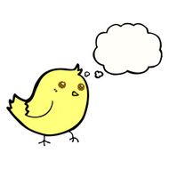 cartoon bird with thought bubble N256