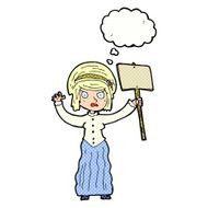 cartoon vicorian woman protesting with thought bubble N6