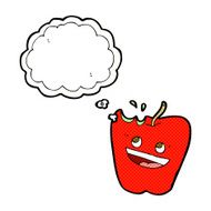 happy apple cartoon with thought bubble N6