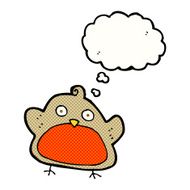 cartoon christmas robin with thought bubble N7