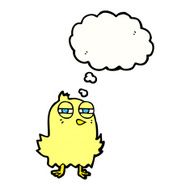 funny cartoon bird with thought bubble N125