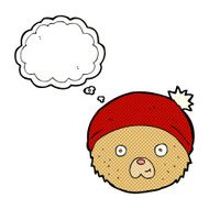 cartoon teddy bear face with thought bubble N16