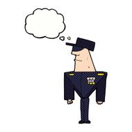 cartoon guard with thought bubble N10