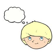 cartoon happy man with thought bubble N439