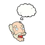 cartoon shocked old man with thought bubble N28