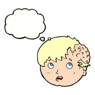 cartoon boy with ugly growth on head thought bubble N10