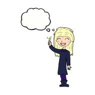 cartoon friendly witch girl with thought bubble N10