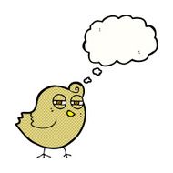 funny cartoon bird with thought bubble N126
