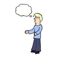cartoon curious man with thought bubble N64