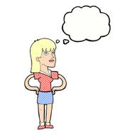 cartoon woman with hands on hips thought bubble N210