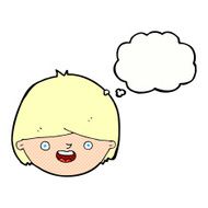 cartoon happy face with thought bubble N50