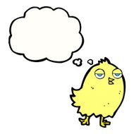 funny cartoon bird with thought bubble N127