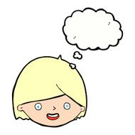 cartoon happy face with thought bubble N51