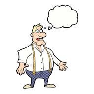cartoon shocked man with thought bubble N105