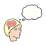 cartoon head with brain symbol thought bubble N38