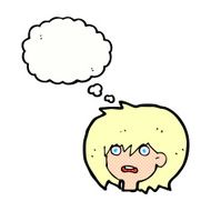 cartoon shocked expression with thought bubble N20