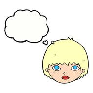 cartoon girl staring with thought bubble N9