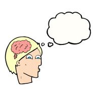 cartoon head with brain symbol thought bubble N39