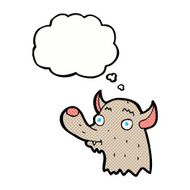 cartoon happy wolf with thought bubble N19