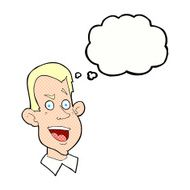 cartoon male face with thought bubble N20