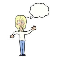 cartoon waving man with mustache thought bubble N10