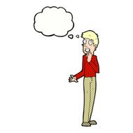 cartoon worried man with thought bubble N89