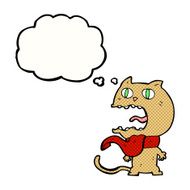 cartoon frightened cat with thought bubble N24