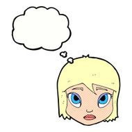cartoon female face with thought bubble N141