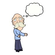 cartoon lonely old man with thought bubble N10