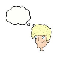 cartoon smiling man with thought bubble N28