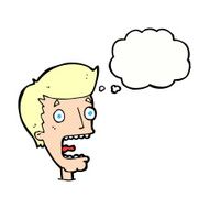 cartoon terrified man with thought bubble N213