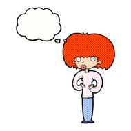 cartoon surprised woman with thought bubble N235