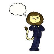 cartoon lion businessman with thought bubble N5