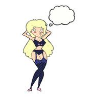 cartoon woman in lingerie with thought bubble N45