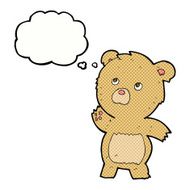 cartoon curious teddy bear with thought bubble N2
