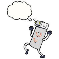cartoon robot with thought bubble N164
