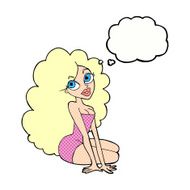 cartoon pretty woman with thought bubble N255