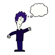 cartoon vampire man with thought bubble N111