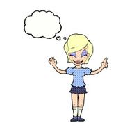 cartoon pretty girl with idea thought bubble N26