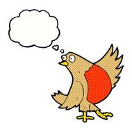 cartoon dancing robin with thought bubble N2