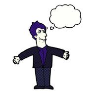 cartoon vampire man with open arms thought bubble N10