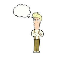 cartoon unimpressed man with thought bubble N10