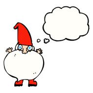 cartoon tiny santa with thought bubble N17