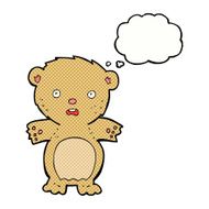 frightened teddy bear cartoon with thought bubble N2